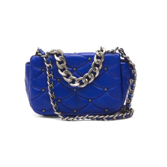 AIMEE KESTENBERG Cobalt Leather Light Up The Night Mini Crossbody